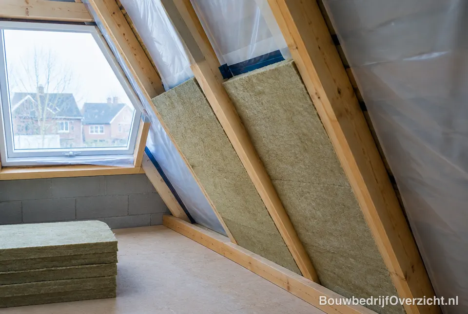 Isolatiemateriaal tussen de balken van een dak