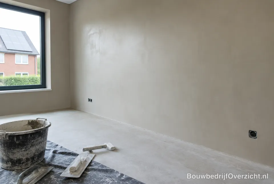 Strak gestucte muur in een nieuwe woning