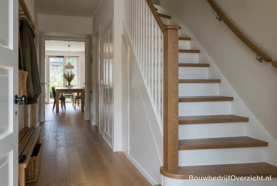 Moderne houten trap in een woning